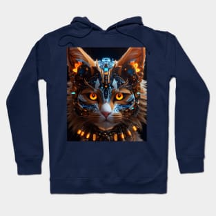 Sci-fi Robotic White Cat Head Hoodie